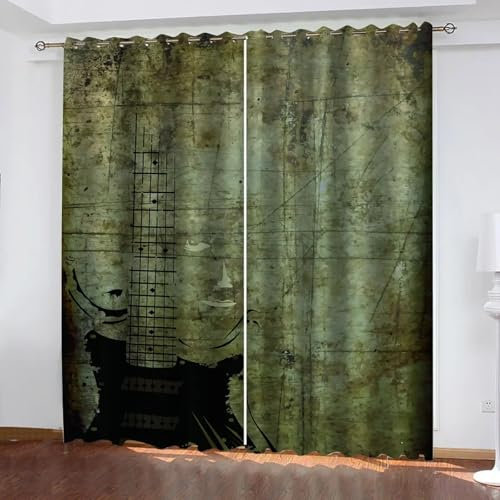 IKDZCM Vorhang für Kinderzimmer Vintage Abstrakte Kunst 3D Günstige Moderne Druckvorhang Wohnzimmer Schlafzimmer Dekoration WxH/2x80x130cm verdunkelungsvorhang