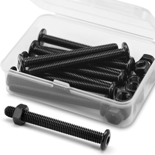(10 Sätze) M6 x 60mm Flachkopf-Innensechskantschrauben und Muttern Set, 304 Edelstahl Schwarzes Oxid, Sechskantschrauben für Möbel, Möbelschrauben