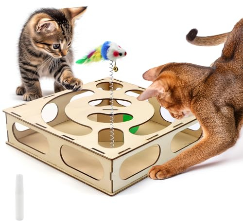 BINYI Interaktives Katzenspielzeug Selbstbeschäftigung Intelligenzspielzeug für Katzen Zubehör Cat Toys Fummelbrett für Katzen Spielzeug Ball Beschäftigung Katze Katzenbeschäftigung Katzenzubehör