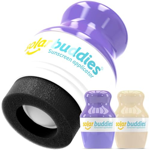 Solar Buddies Solkrämsapplikator – Påfyllningsbar Roll-On med Svamp för Solkräm & Lotion för Barn, Vuxna & Familj – Rymmer 100 ml (Full Purple Full Nude)