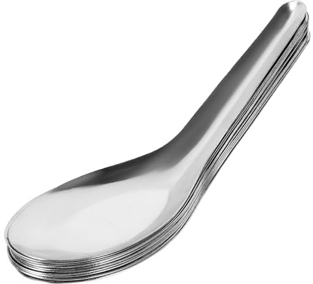 IMIKEYA 10 Pezzi cucchiaio a fondo piatto argento cucchiai orientali condimento filtro cucchiaio cucina cucchiai da dessert fornitura di zuppa Acciaio inossidabile Silver