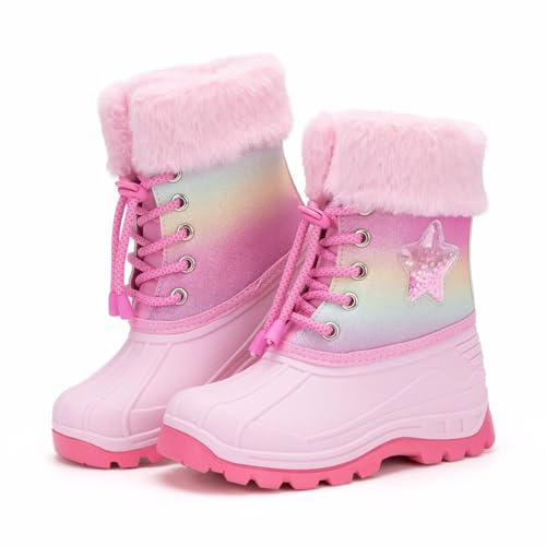 Kinder Thermo Gummistiefel Mädchen Wasserdichte Schuhe Jungen Schneestiefel Warm Gefütterte Stiefel