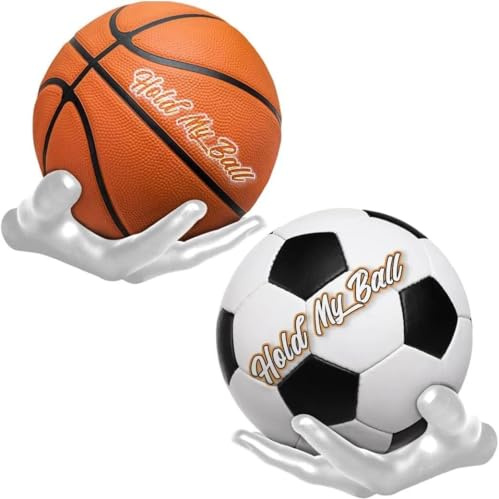 GIUSOBG Supporto da Parete a Mano 22x17cm Supporto da Parete per Pallacanestro con 3 viti per Pallacanestro per Decorazione Artistica per Calcio Pallavolo Rugby (Bianco)