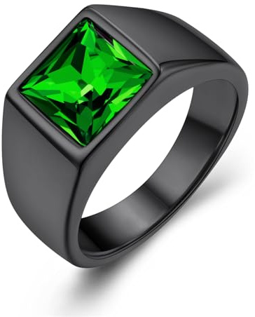 GoldChic Schwarzer/Blauer Stein Ring Herren Damen Siegelring mit Gravur Geburtsstein Edelstahlring Bandring Solitärring Schmuck Größe 54mm bis 72mm wählbar