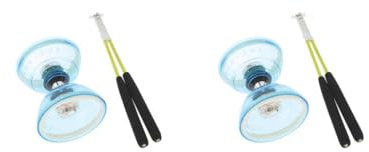Juego de 2 luces de triple rodamiento para diábolo con cuerda de palillos de mano de alto rendimiento y malabares entretenidos azul chino, 13 cm