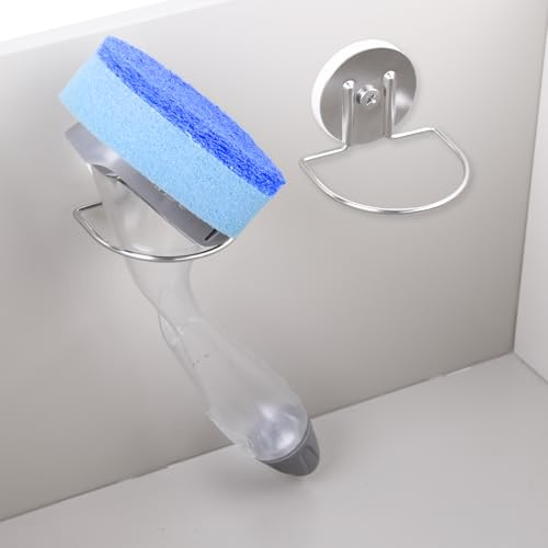 LEVOSHUA Magnetic Dish Wand Holder for Stainless Steel Kitchen Sink, Keep Sponge or Bristle Brush Neat in the Sink, SUS 304 Stainless Steel Dish Sponge Organizer, Silver 1 Pack