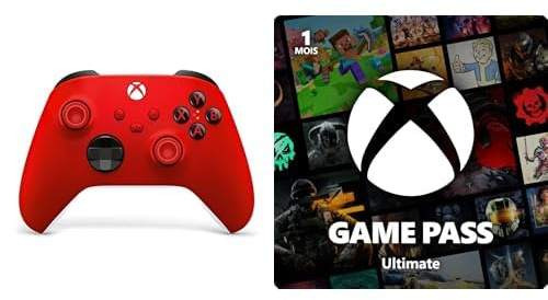 Xbox Manette sans Fil - Pulse Red PourSeries X, Series S, One, Windows 10 & 11, Android et iOS + Game Pass Ultimate - 1 Mois Abonnement