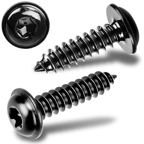 sturiz 40 Pièces Vis a Bois Torx Noir Tete Plate M3 x 20 mm Vis Penture Inox 304 A2 V4A à Tête Bombée Autotaraudeuse avec Rondelle pour Panneaux Acoustiques à Tête Plate Torx