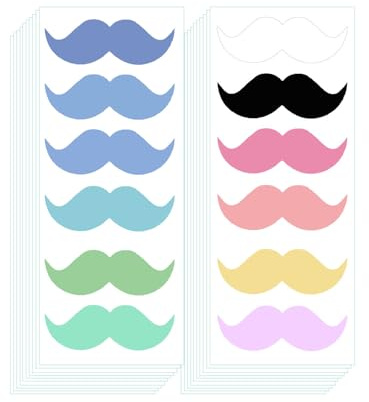 120 adesivi per baffi, 8,5 x 2,9 cm, per festa del papà, feste di compleanno, decorazioni colorate per la barba, accessori a tema, adesivi per docce, feste in ufficio, riunioni di famiglia (colore 1)