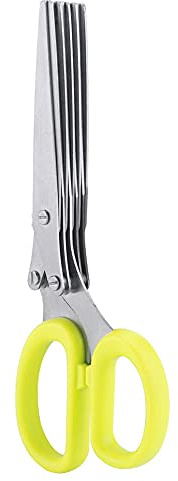 Naroote Cilantro Cutter, Vegetable Scissors Stainless Steel 5 Layers Kitchen Scissors Shredded Tool Salad for Chopping Basil Chive Parsley (Yellow)