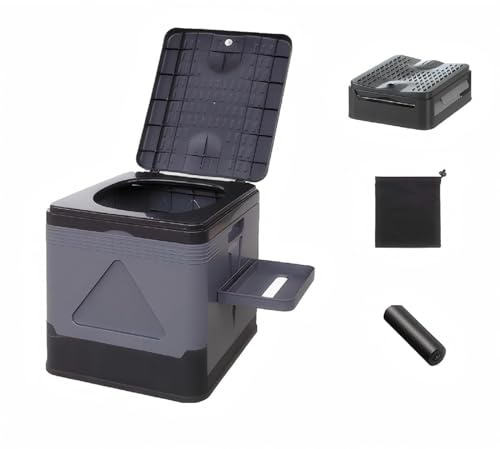 Dasellfa Campingtoilette Campingklo Wc Trockentoilette Faltbar, 20l KapazitäT, Inklusive 12 MüLlbeuteln Und 1 Aufbewahrungstasche, für Notfall Outdoor, Wandern, Auto Camping