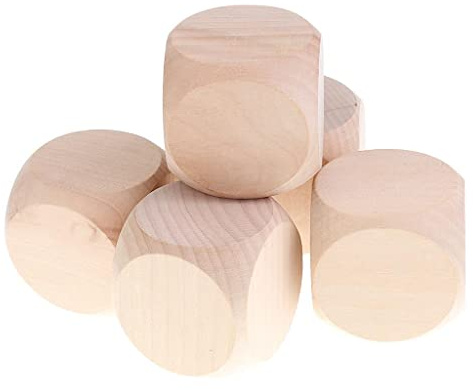 Hellery Dadi Vuoti in Legno D6 3 cm per DIY Decorazione, 5 Pezzi, 60mm