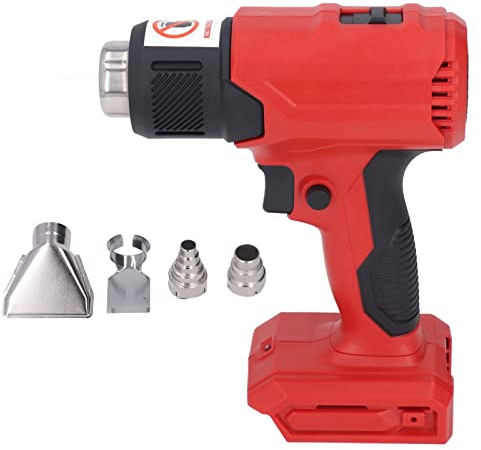 TIKATARER Cordless Heat Gun, Adjustable Temperature Portable Heat Gun for Crafting Heat Gun with 4 Nozzles Handheld Hot Air Machine for Automotive, & Electronics (Red)