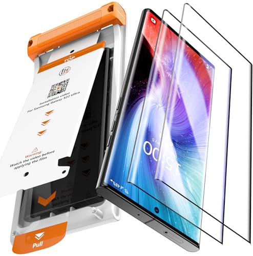 LK für Samsung Galaxy S22 Ultra Schutzfolie [Bahnbrechende Nano-Keramik] Displayschutzfolie [Militärischer Fallschutz] Vollabdeckung [Blasenfrei] Upgrade von Schutzfolie, 2 Stück