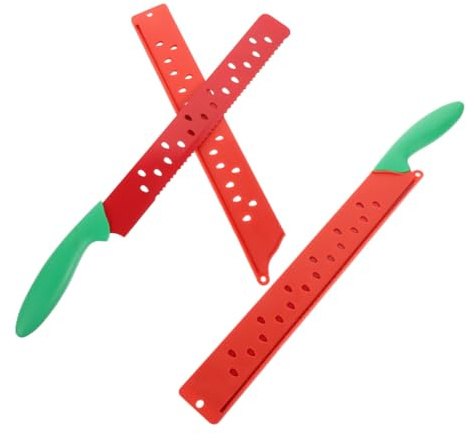 TOYANDONA 2 piezas Cuchillos para Sandía y Pan Acero Inoxidable Cuchillo Melonero con Serrada Extendida para Cortar Frutas y Pan de Forma Segura y Precisa Cocina
