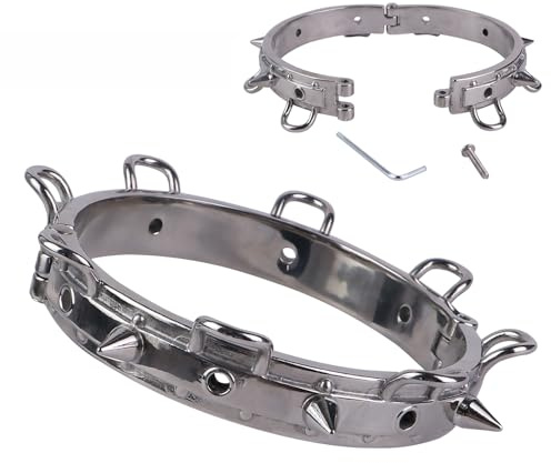Soarvlorfy SM Bondage Halsband Edelstahl Metall Halsreif mit Spitze Fetisch Sklaven Halsbänder Fesseln Flirting Tool Rollenspiel Erotik Sexspielzeuge für Männer, Frauen und Paare,Silber,Männer
