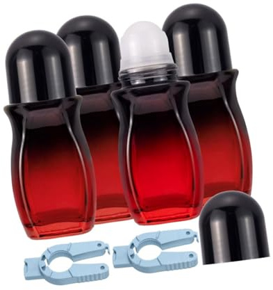 LLHCF Botellas de vidrio de 50 ml con tapas doradas, rodillo con abridor para aceites esenciales, perfumes, diseño a prueba de fugas, aceite esencial a prueba de fugas