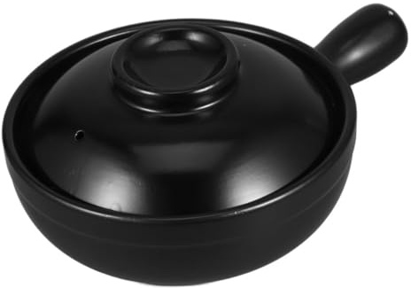 GALPADA Cocotte Terre Cuite Japonaise Donabe avec Couvercle Pot à Riz Noir Résistant Chaleur pour Cuisson Uniforme Marmite Polyvalente Portable pour Soupe et Mijoté