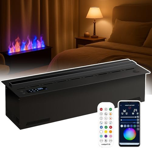 3D-Wasserdampfkamin, wasserdampf Kamin, Flamme In 9 Farben Einstellbar | 3D-Simulierte Flamme – Berührbarer Wassernebel, Einbau-Dampfkamin Mit Fernbedienung/App-Steuerung 150cm/59in