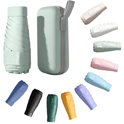 CBHTMY Paraguas colorido, paraguas pequeño, paraguas de bolsillo, mini paraguas de bolsillo, adecuado para festivales y regalos de cumpleaños. (Verde menta)