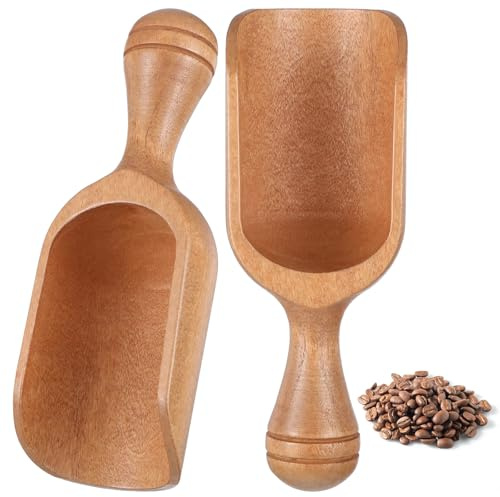 2 Stück Holz Kleine Schaufel, Holzlöffel Klein, Mini Löffel - 10.5 cm | Küchenutensilien, für Gewürze, Mehl, Kaffee, Tee, Ideal für Köche, & Hobbybäcker