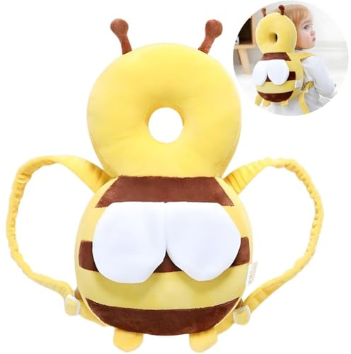 Baby Head Protection Backpack,Breathable and Adjustable Safety Pads, Bee-Shaped,Pp Cotton Fill Protection Pillow,Head Protection Backpack Pad Cushion, Indoor Use,Kids Safety Gear