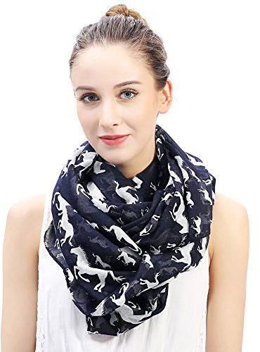 Lina & Lily Damen Loop Schal Rundschal Schlauchschal Pferd Muster