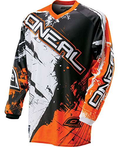 O'NEAL | Motocross-Jersey | MX Enduro | Gepolsterter Ellbogenschutz, V-Ausschnitt, atmungsaktiv | Element Jersey Shocker | Erwachsene | Schwarz Weiß | Größe S