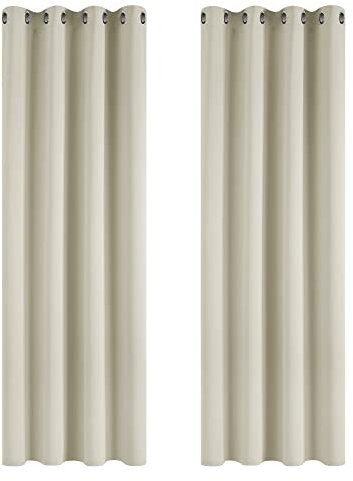 Deconovo Tende Oscuranti per Interni 2 Pezzi 290 CM Altezza, Termiche Isolanti, Anti-Rumore, con Anelli, Ideali per Camera da Letto e Soggiorno, 140x290 CM, Beige Chiaro