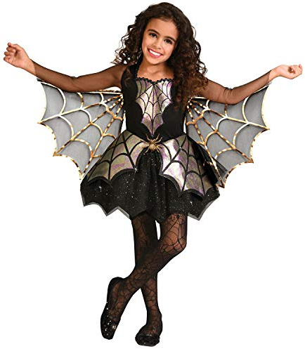 amscan 9905069 barn skimrande guld spindelflicka maskeraddräkt halloweendräkt (ålder 10-12 år)