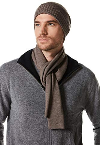 EURKEA 100% Merino Wool Winter Soft and Cozy Scarf for Men, Taupe, Free Size
