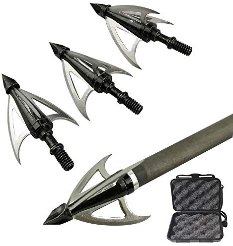 MILAEM 6/12pcs tir à l'arc Pointe de flèche 100 Grains Broadheads en Acier Chasse Conseils de flèche pour Arc à poulies arbalète Chasse
