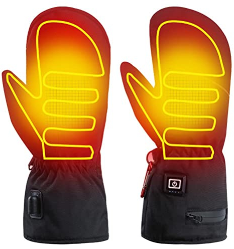 Akemaio Beheizte Fäustlinge Damen Wiederaufladbare Heizhandschuhe Touchscreen Anti-Rutsch-Handschuhe mit Fleecefutter Winter-Thermohandschuhe zum Radfahren Skifahren
