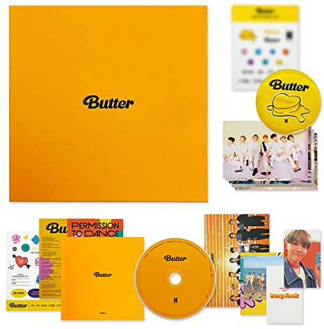 BTS Album - [ BUTTER ] (CREAM Ver.) CD-R + Photobook + Lyric Cards + Instant Photo Card + Photo Stand + Folded Message Card + Graphic Sticker + Photo Card
