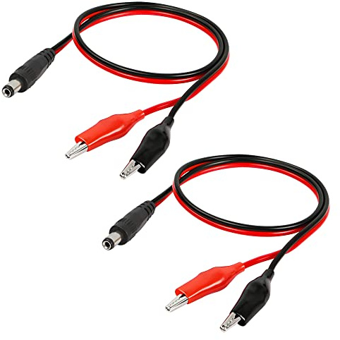 QIANRENON 2pcs DC5.5 * 2.1 a coccodrillo clip DC5521 maschio a doppio coccodrillo clip connettore cavo di alimentazione 12 V cavi di prova 53 cm (21 pollici)