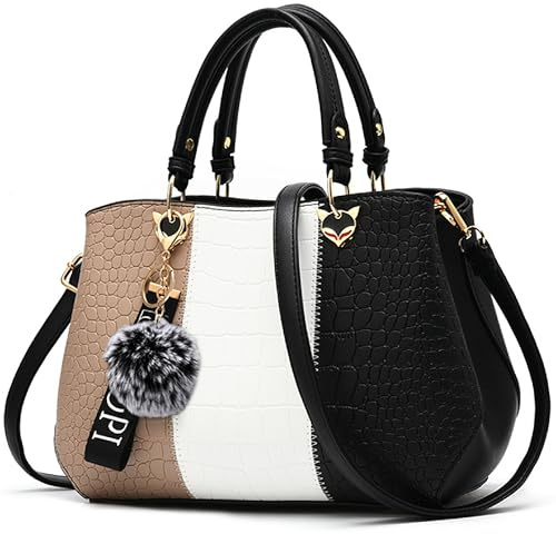 VARLIVOO Casual Bolsos para Mujer Bolsos Bandolera Bolsos de Mano Bolsos Totes para Mujer Bolso Señoras Cocodrilo Patrón Impermeable PU Cuero C