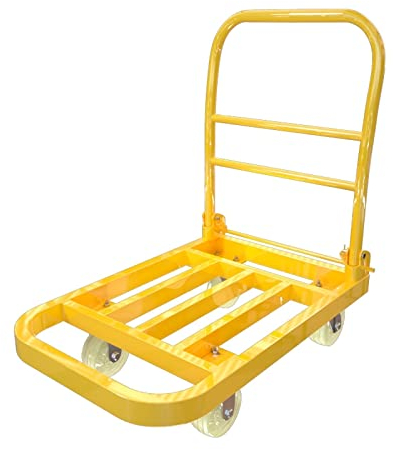BNNP Einkaufstrolley Klappbar Faltbar Faltbarer Flachbettauto-Haushaltswegen mit stummschalterem Stahl Multifunktions Multifunktion Zargatmotor kleines Anhängergepäckwagen (Color : Yellow)