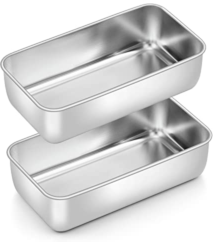 TEAMFAR Brotbackform 2er Set, Edelstahl Kastenform Brotform Kastenbackform perfekt für Kuchen und Brote, Königskuchenform - 23,5 x 12,6 x 6 cm, Gesund, Spülmaschinengeeignet
