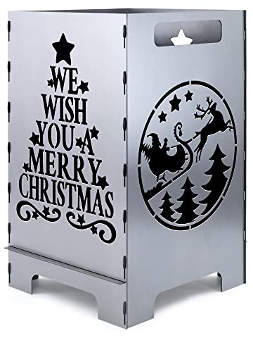 tuning-art FK12 Feuerkorb Feuertonne Feuerschale Steckbar Groß 50x30x30, Größe:Christmas 45L