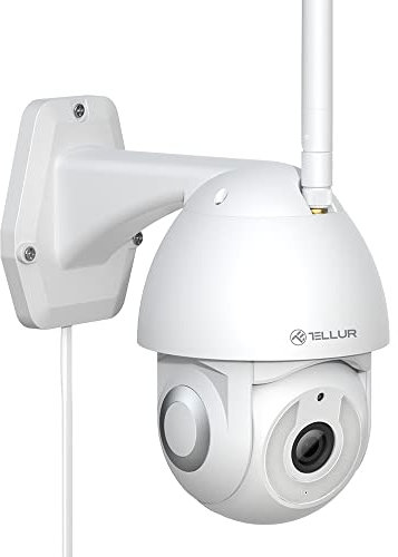 TELLUR Smart Cámara Vigilancia WiFi Exterior Cámara Exterior Inteligente, UHD 2K, 3MP, PTZ, Visión Nocturna, Seguimiento Automático, Control Remoto por App y Voz, Compatible con Alexa, Google