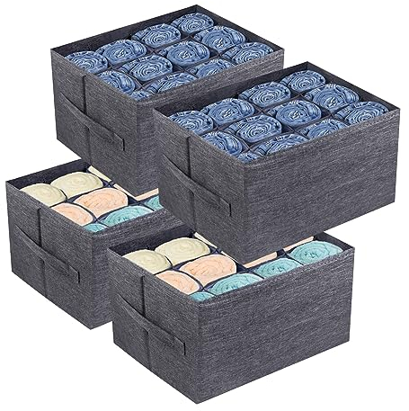 EASEVE 4 Stück Kleiderschrank Organizer Schublade Aufbewahrungsbox für Kleidung - 12 Zellen Schubladen Ordnungssystem Schrank Kleider Aufbewahrung Boxen für Jeans, Hosen, Handtuch, Shirt, Pullover