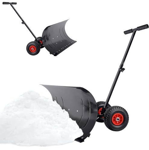 SUBTLETY Pala da neve con pneumatici φ25 cm, con altezza regolabile in 5 posizioni, pala da neve sterzata, spazzaneve per una comoda rimozione della neve su vialetti e sentieri in giardino