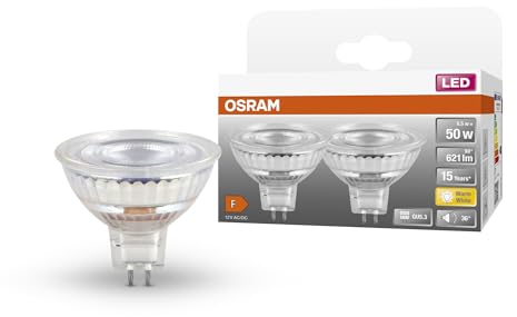 OSRAM Niedervolt-LED-Reflektorlampen MR16 mit Retrofit-Stecksockel. Produkteigenschaften: LED-Alternative zu Niedervolthalogenlampen, 2-pack, 2700k Warmweiß