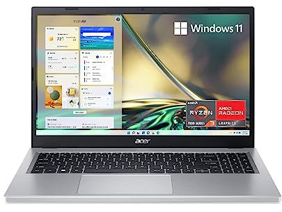 acer Aspire 3 A315-24P-R7VH Slim Laptop | 15.6 Full HD IPS Display | AMD Ryzen 3 7320U Processor | AMD Radeon Graphics | 8GB LPDDR5 | 128GB SSD | US English Keyboard | Wi-Fi 6 | Windows 11 in S Mode