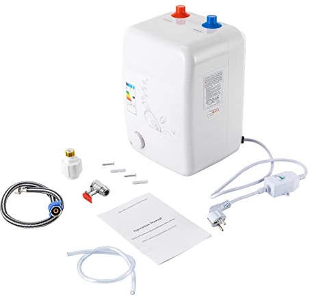 1,5KW Elektrischer Durchlauferhitzer, 8 Liter Warmwasserspeicher Untertischgerät Boiler Kleinspeicher Elektrisch Druckfester Untertisch,30-75℃, 220V