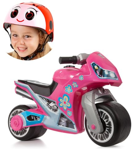 MOLTO | Moto Corridor Cross Rosa + Marienkäfer Helm | Motorradstrecken Korridore für alle Arten von Gelände | Sicheres und langlebiges Spielzeug | Jungen und Mädchen | + 18 Monate