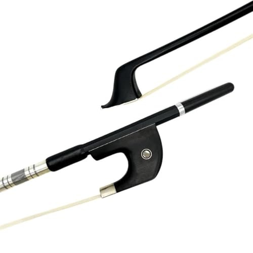 Musikinstrumente 1 Stücke Neue Aufrecht Kontrabass Bogen Schwarz Carbon Fiber Stick Ebenholz Frosch(4-4 White)