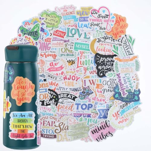 100pcs Inspirational Stickers for Water Bottle Motivational Stickers for Adults Teen Kid Teacher Laptop Positive Quote Vinyl Sticker Waterproof Christian Easter Gift for Journal Scrapbook Vision Board