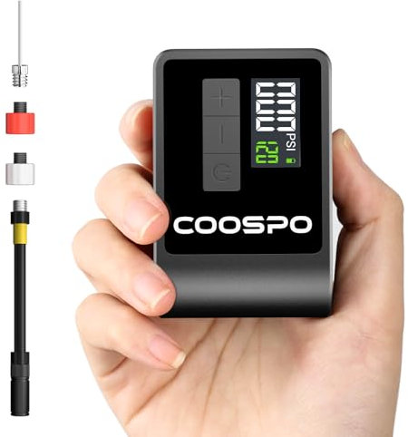 CooSpo Mini Fahrradpumpe, 120 PSI Elektrische Fahrradluftpumpe, Tragbare Fahrradpumpe mit Presta- und Schrader-Ventil für Rennrad, Mountainbikes, Stadträder und E-Bikes