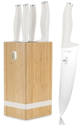 Berlinger Haus 6-teiliges Messerset/Rostfreier Aus gehärtetem Stahl 3cr13/mit BAMBOO-Ständer/mattes Creme/Sahara Collection